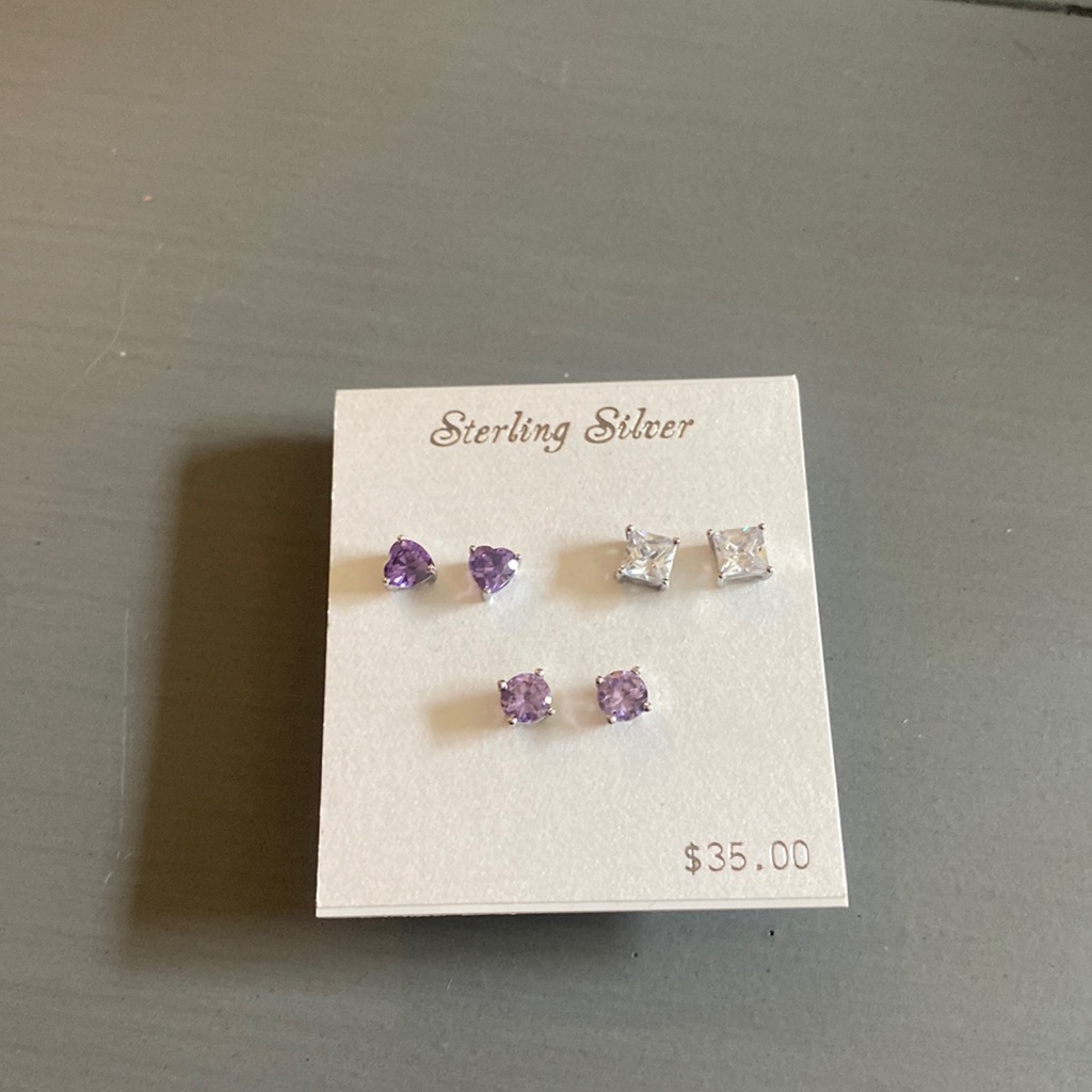 Sterling Silver Three Pairs Of Earrings Nwt 20$